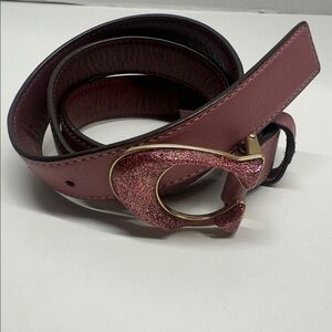 Coach Pink Glitter Buckle Leather Belt